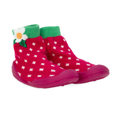 Nuby Snekz Sock & Shoe - Red with White Diamonds