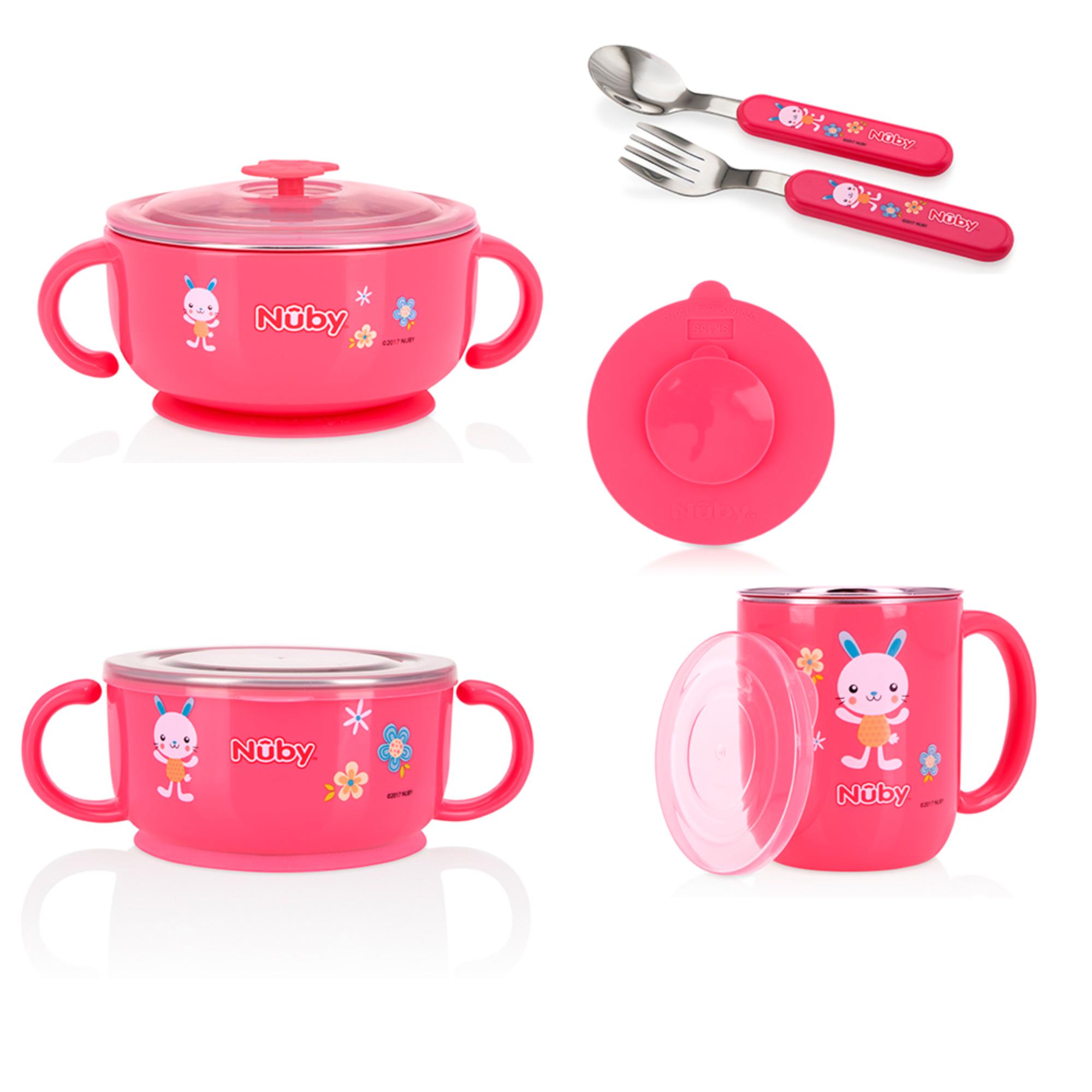 Stainless Steel Feeding Set - Pink