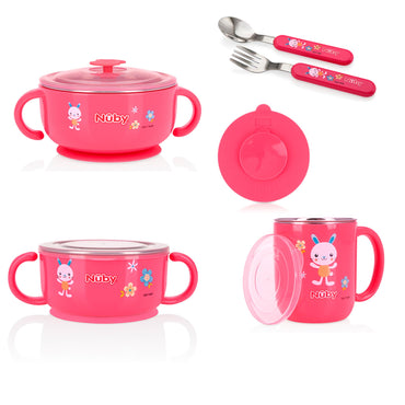 Stainless Steel Feeding Set - Pink