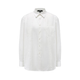 Men Pleated Shirt With Laydown Collar - White