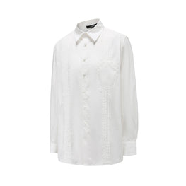 Men Pleated Shirt With Laydown Collar - White