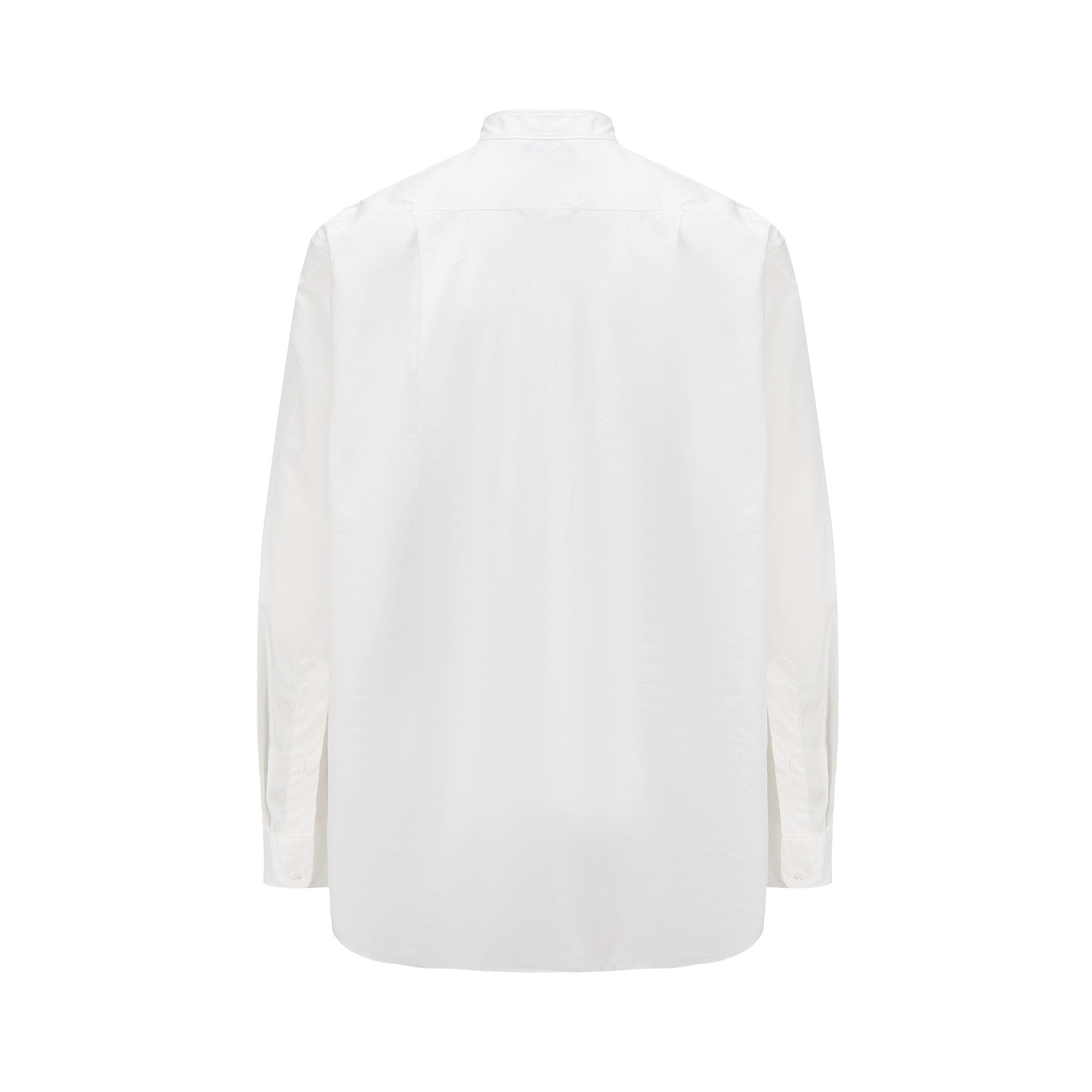 Men Pleated Shirt With Band Collar - White