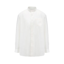 Men Regular Fit Shirt With Band Collar - White