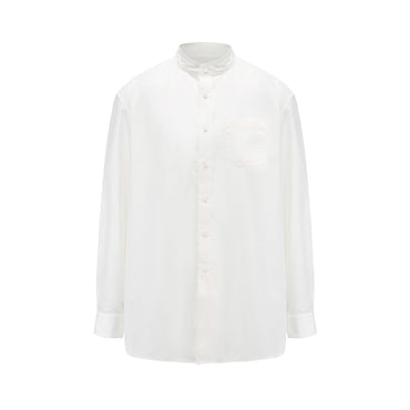 Men Regular Fit Shirt With Band Collar - White