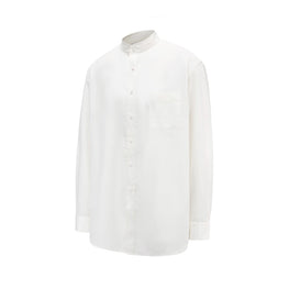 Men Regular Fit Shirt With Band Collar - White