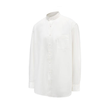 Men Regular Fit Shirt With Band Collar - White