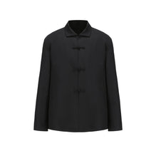 Men Technical Wool Tang Jacket With Spread Colla - Black