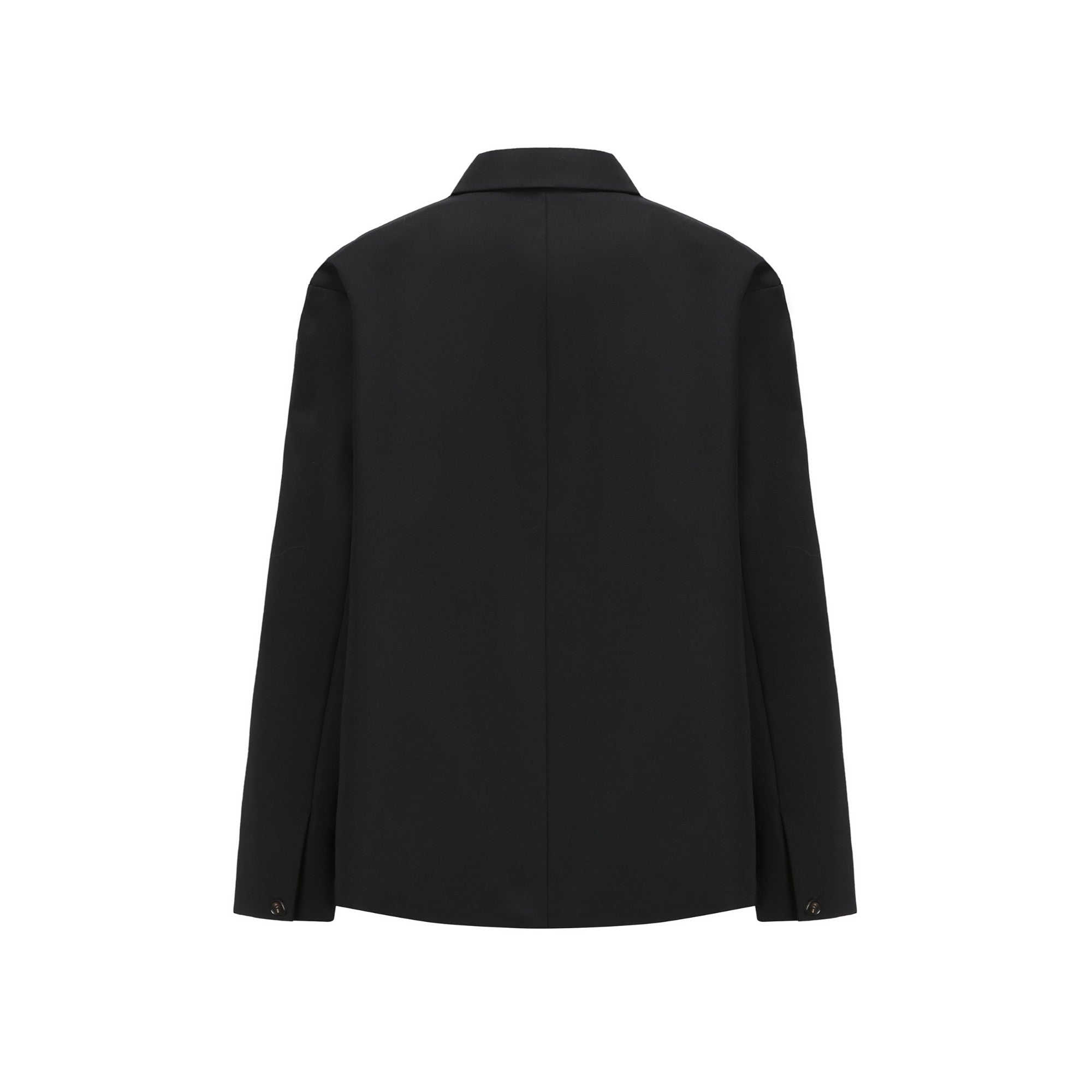 Men Technical Wool Tang Jacket With Spread Colla - Black