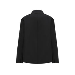 Men Technical Wool Tang Jacket With Spread Colla - Black