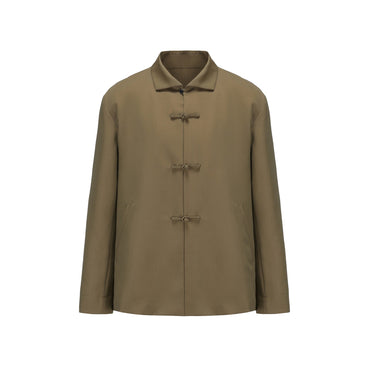 Men Technical Wool Tang Jacket With Spread Colla - Military