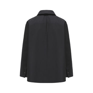 Men Technical Wool Zip Up Jacket - Black