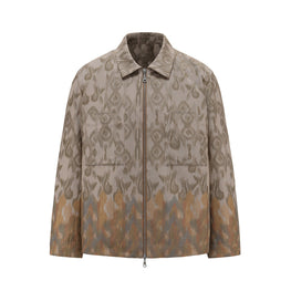 Men Jacquard Zip Jacket - Khaki