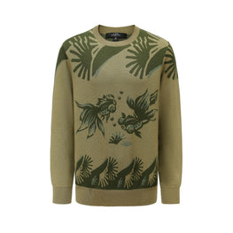 Men Crew Neck Wool Jumper - Apple Green