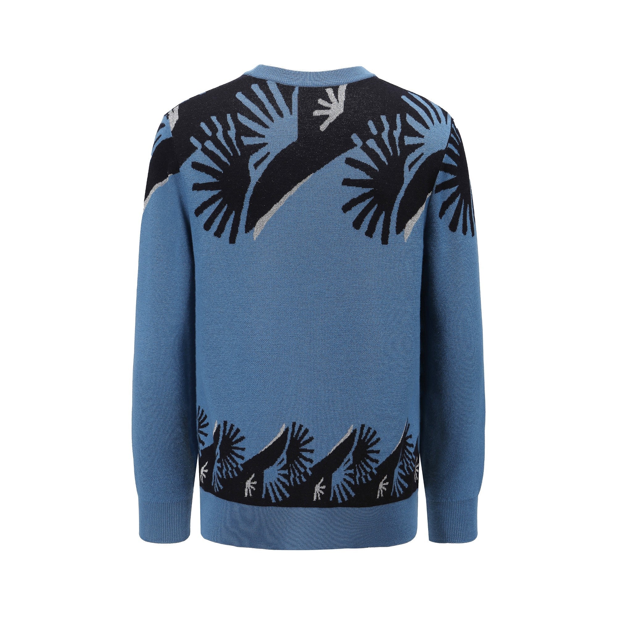 Men Crew Neck Wool Jumper - Blue