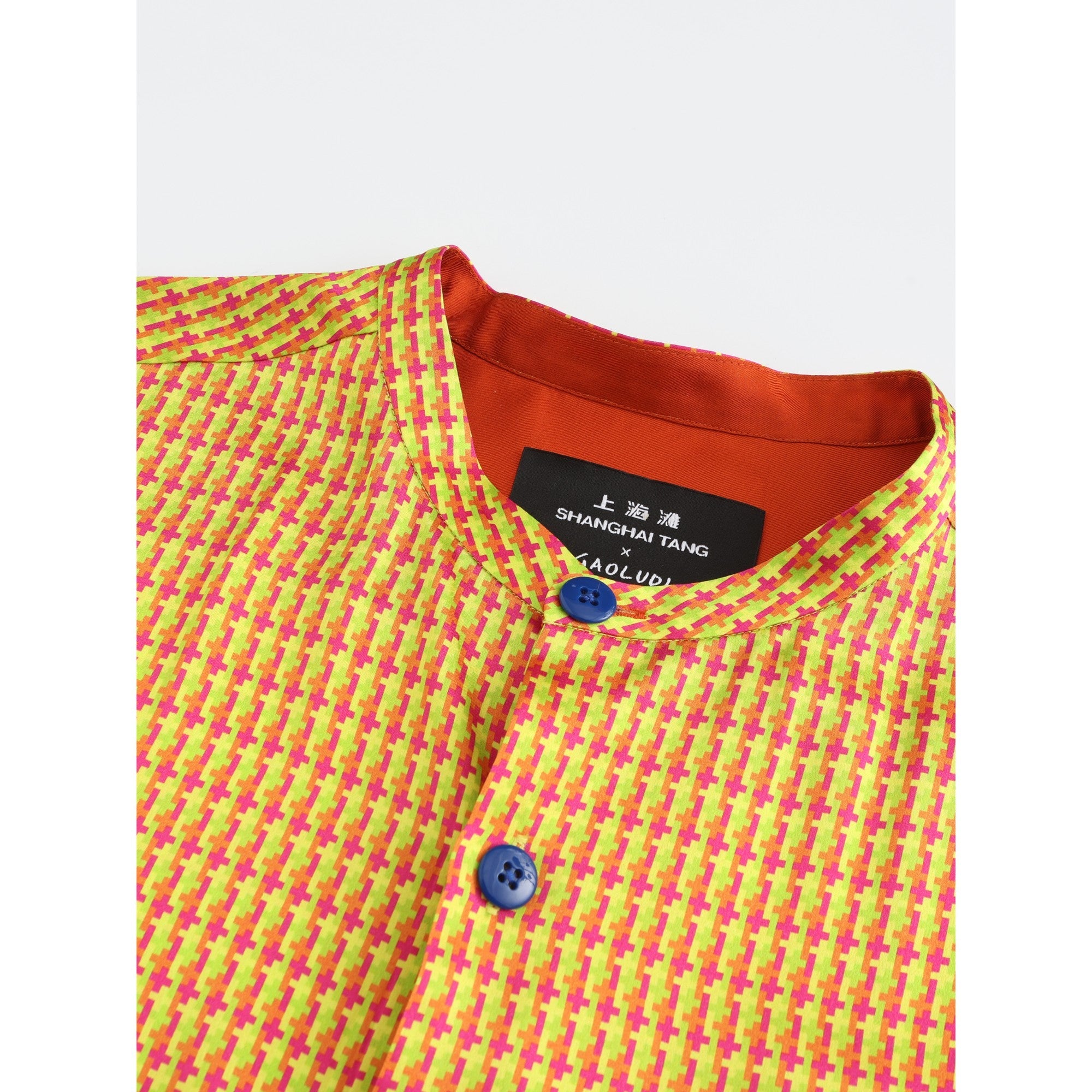 Men Short Sleeve Printed Silk Shirt - Royal Blue