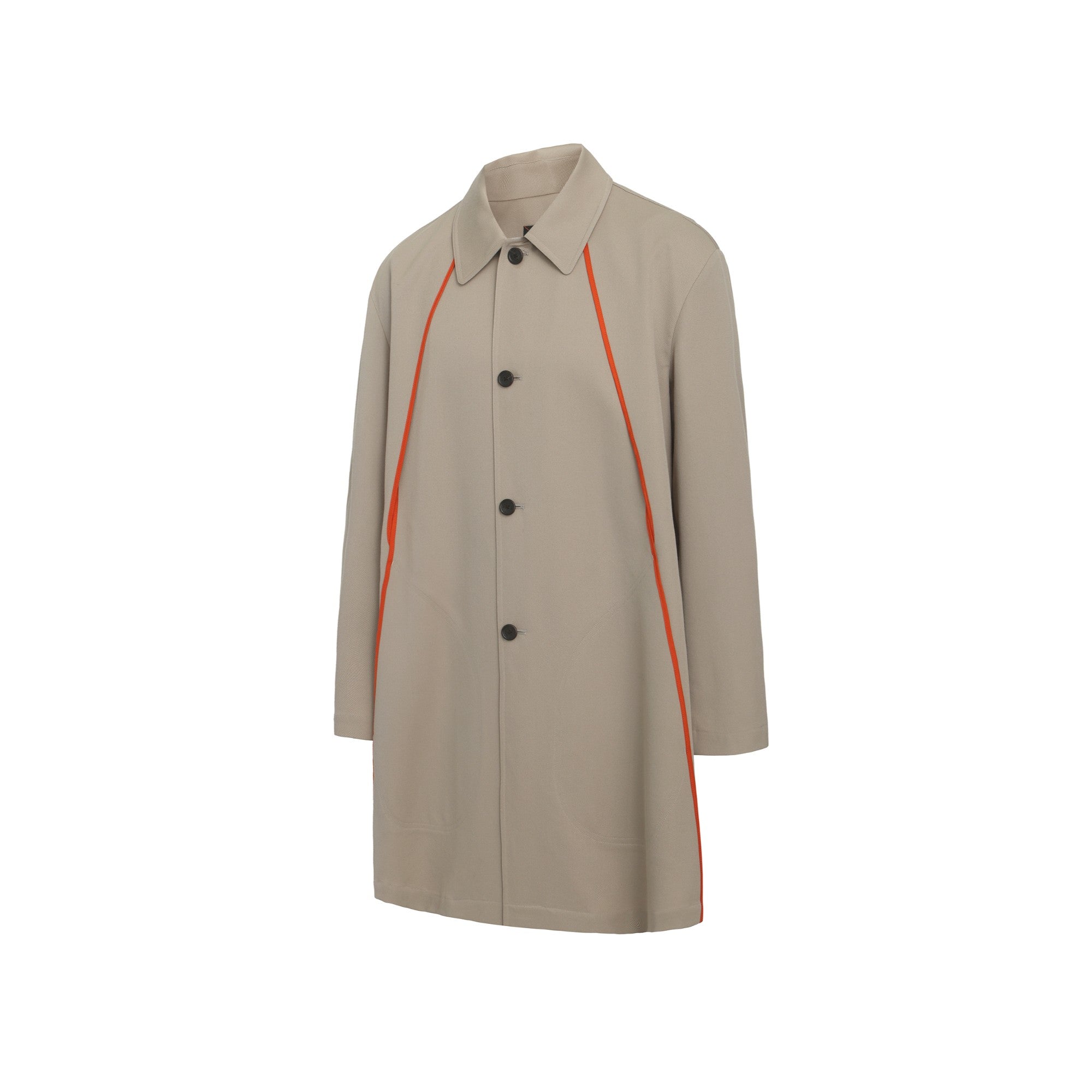 Men Contrast Piping Detail Jacket - Khaki