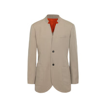 Men Mandarin Collar Blazer - Khaki