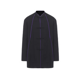 Men Contrast Piping Detail Tang Jacket - Navy