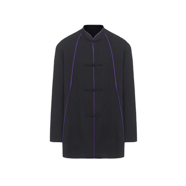 Men Contrast Piping Detail Tang Jacket - Navy