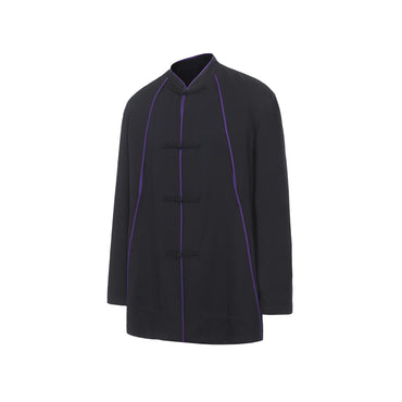 Men Contrast Piping Detail Tang Jacket - Navy