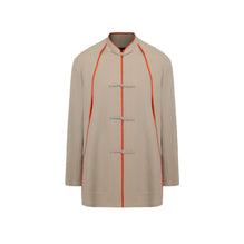 Men Contrast Piping Detail Tang Jacket - Khaki