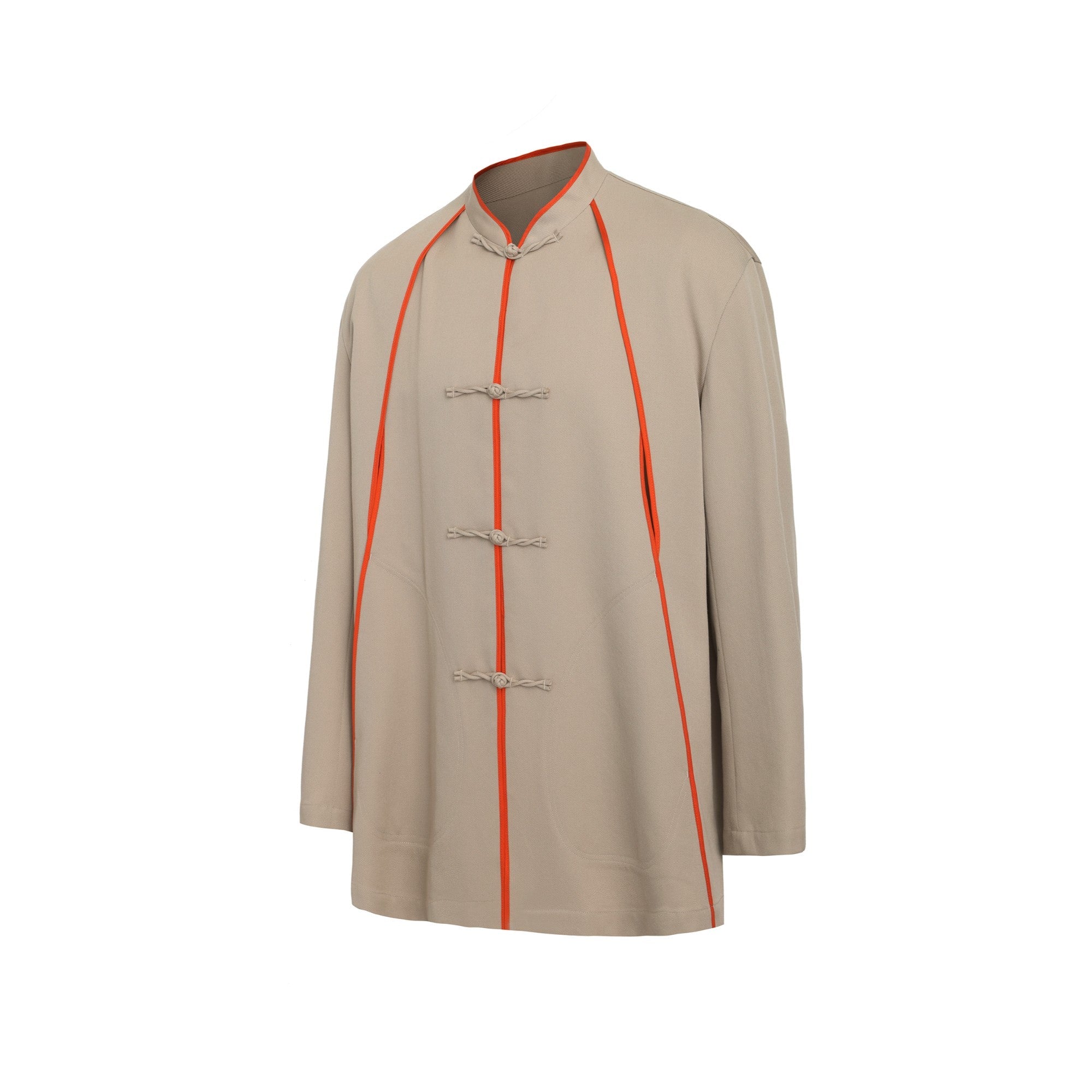 Men Contrast Piping Detail Tang Jacket - Khaki