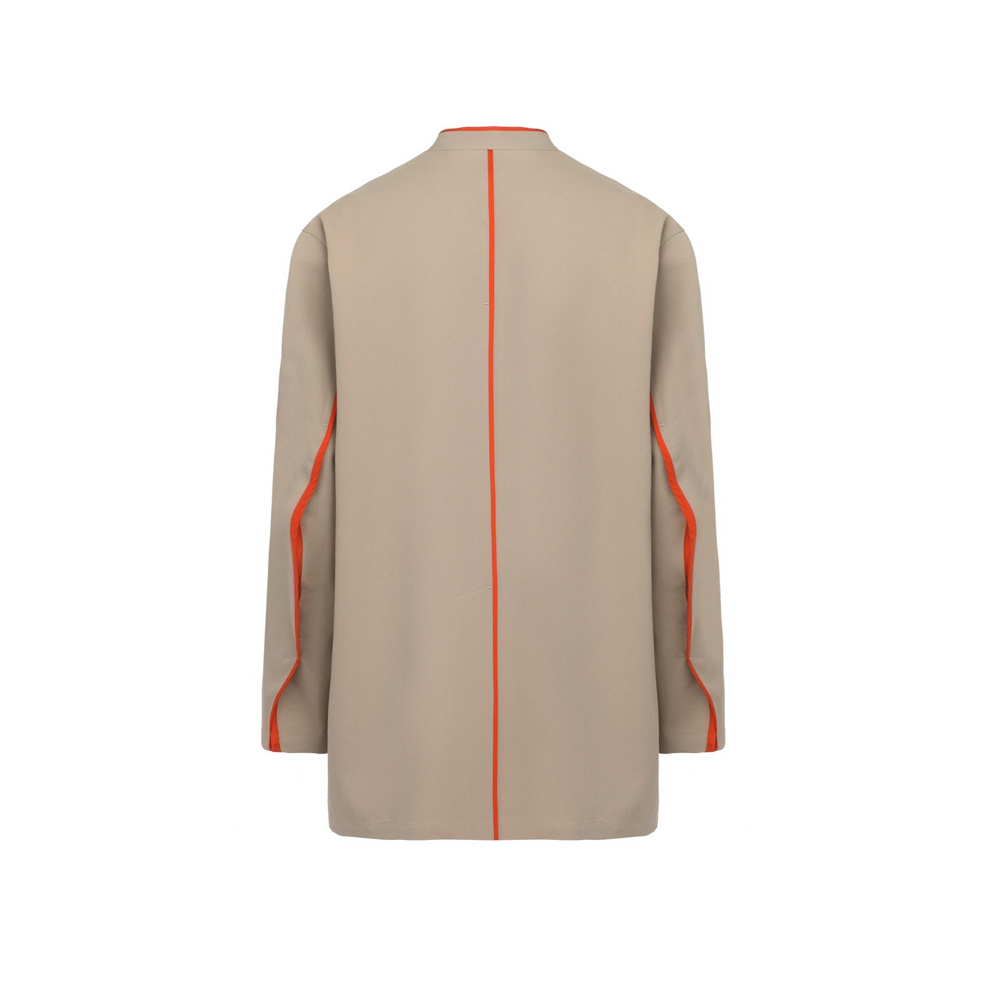 Men Contrast Piping Detail Tang Jacket - Khaki