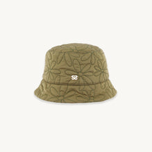 Women Quilted Daisy Bucket Hat - Olive Green