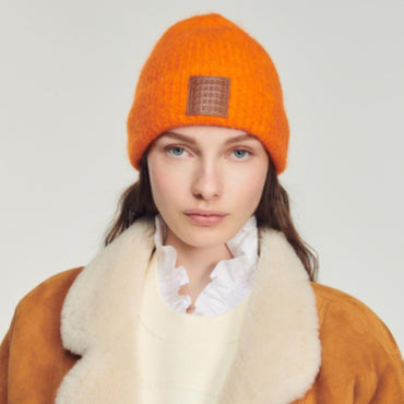 Women Knit Beanie - Orange