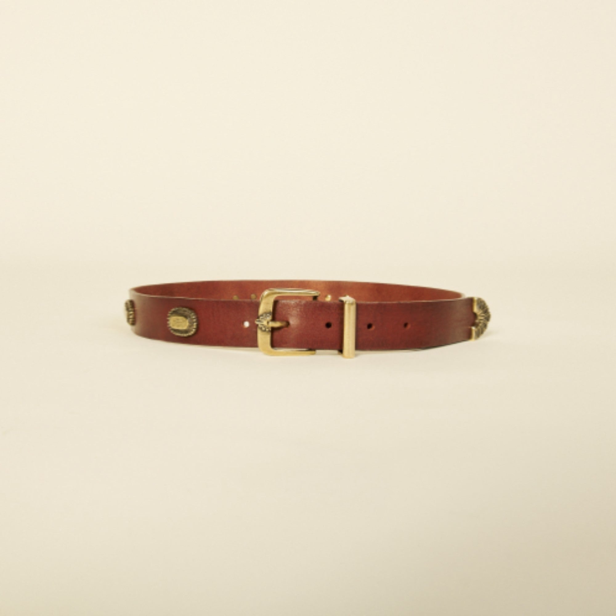 Women Leather Belt With Studs - Black Brown