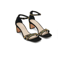 Women Sandals Finished With Coloured Studs - Black