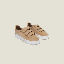 Women Leather Velcro Trainers - Sand