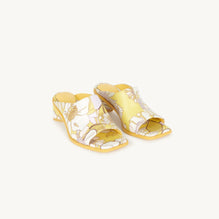 Women Printed Leather Mules - Yellow / Lilac