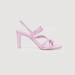 Women Heeled Leather Sandals - Mauve