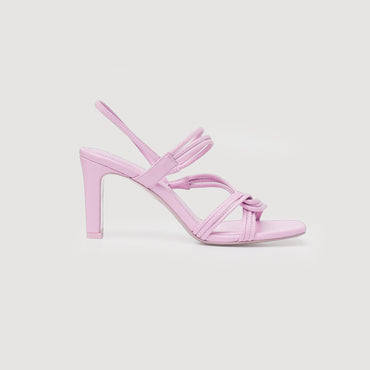 Women Heeled Leather Sandals - Mauve