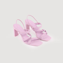 Women Heeled Leather Sandals - Mauve