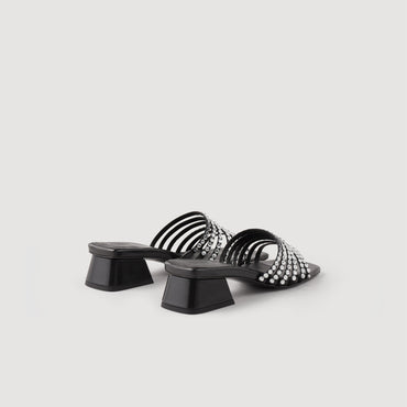 Women Rhinestone Mules - Noir