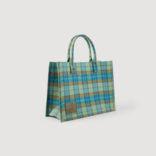 Women Checked Kasbah Tote Bag - Blue / Yellow