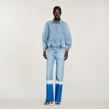 Women Rhinestone Denim Jacket - Bleu Jean
