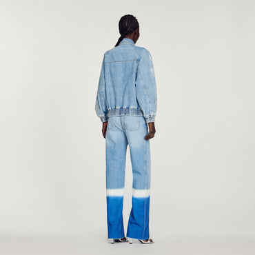 Women Rhinestone Denim Jacket - Bleu Jean