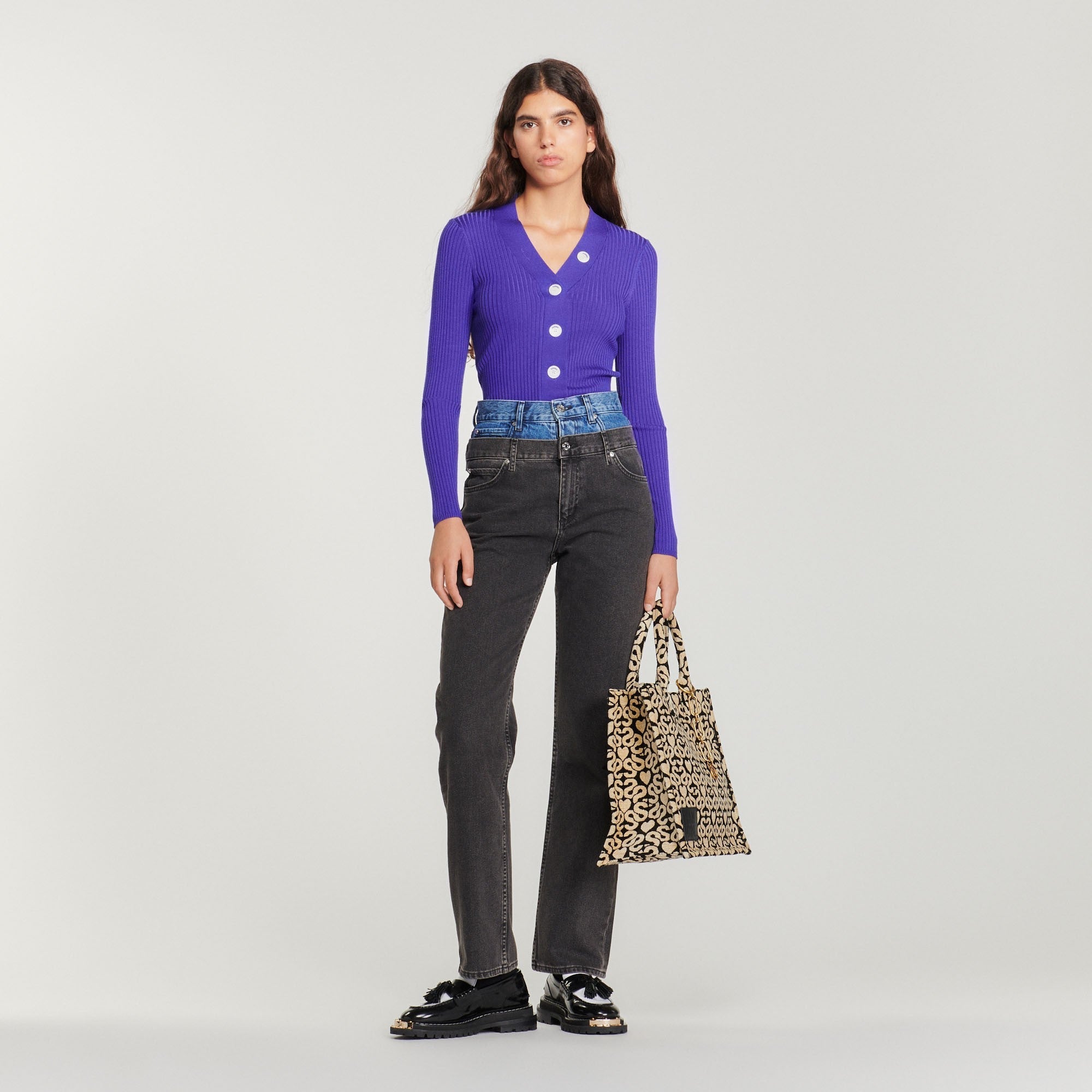 Women Cardigan In Certified Viscose - Purple