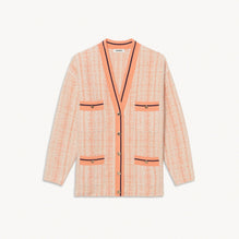 Women Tweed Coatigan - Ecru / Orange