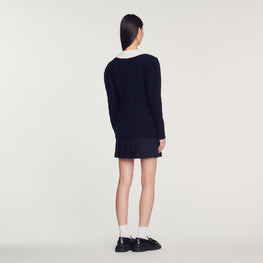 Women Coatigan With Wide Collar - Marine