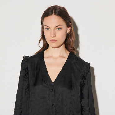 Women Flowing Jacquard Blouse - Black