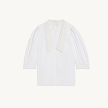 Women Shirt With Large Lace Collar - White