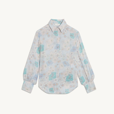 Women Printed Voile Shirt - Blue