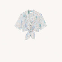 Women Tie-Front Printed Pyjama Shirt - Blue