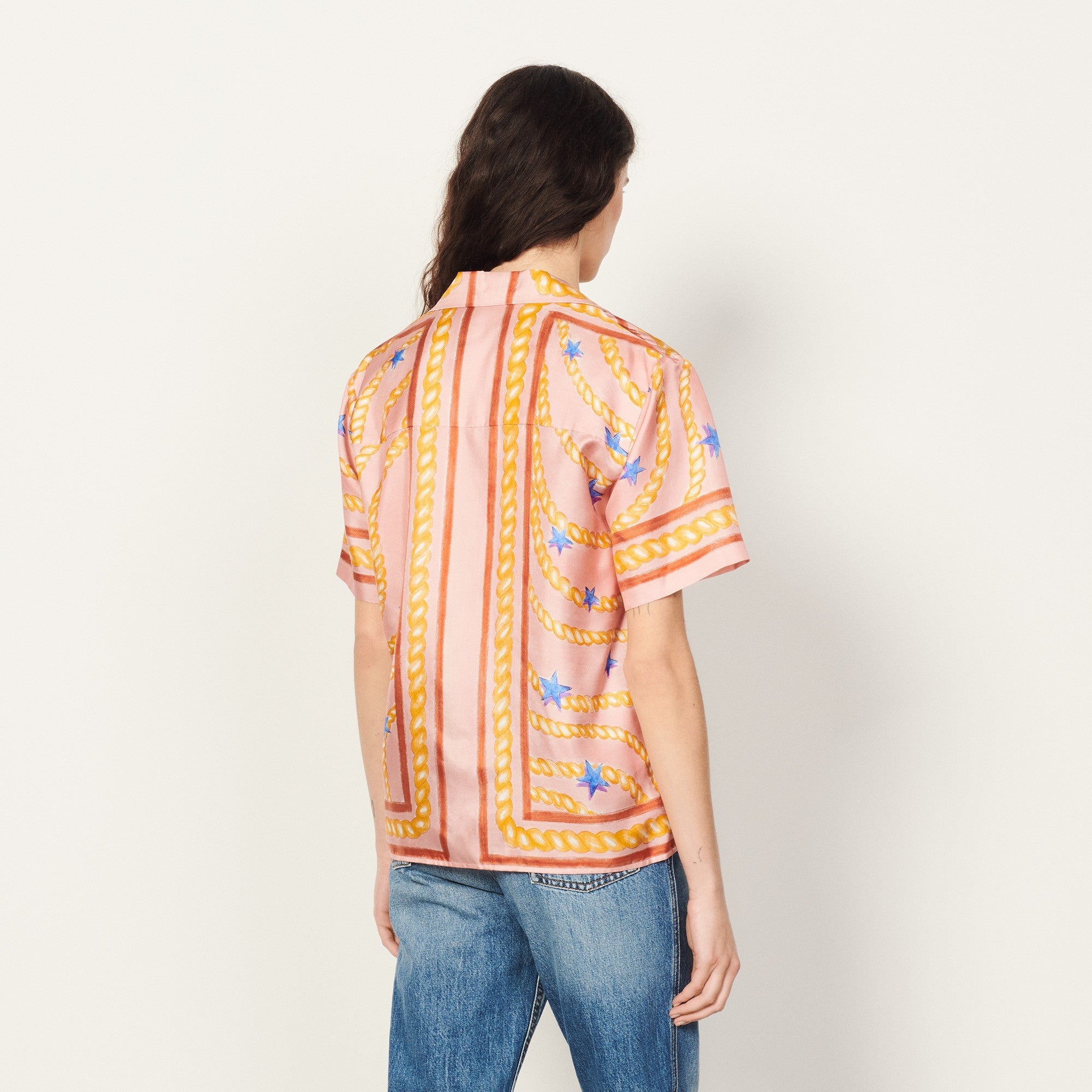 Women Printed Silk Shirt - Multi-Color