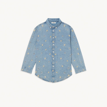 Women Embroidered Shirt - Blue Jean