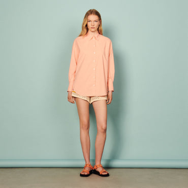 Women Oversized Shirt - Apricot Fluo